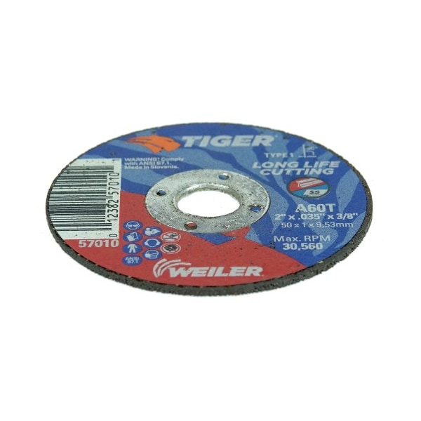 Weiler Type 1, 2.0000 Inches Dia, 0.035 IN Thick, Aluminum Oxide, 60 Grit 57010 - main